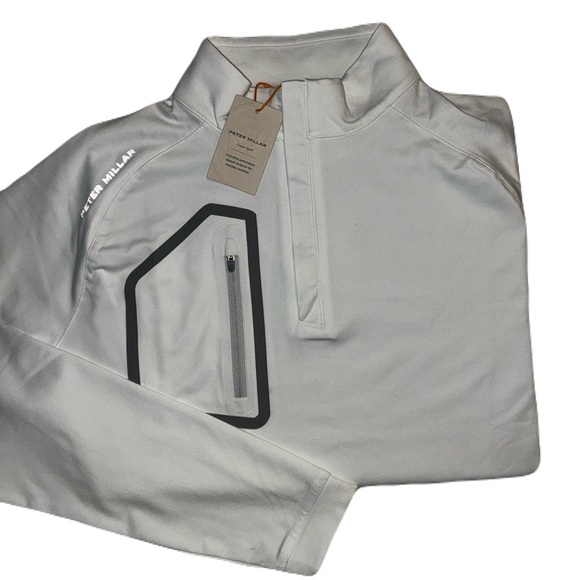 New Peter Millar Crown Sport Forge Performance Quarter Zip Pullover Golf White - Picture 1 of 6
